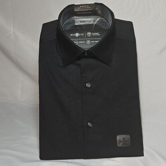 Alfani ALFATECH Black Stretch Dress Shirt | Men’s Small - Picture 1 of 4